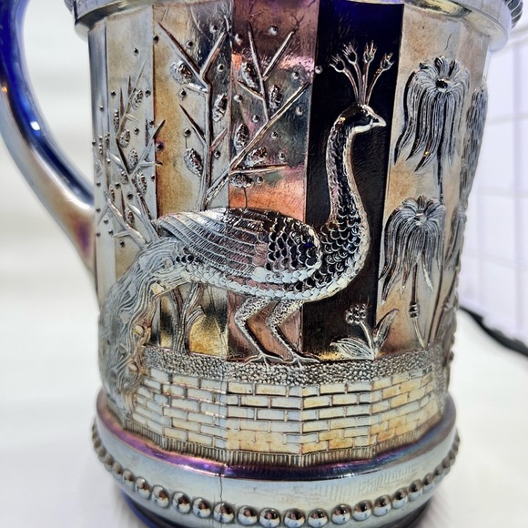 Antique Dugan Peacock at the Fountain carnival glass pitcher - Picture 7 of 13